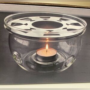 Stone Leaf Teahouse Borosilicate Glass Tea Warmer w/Stainless Steel Top